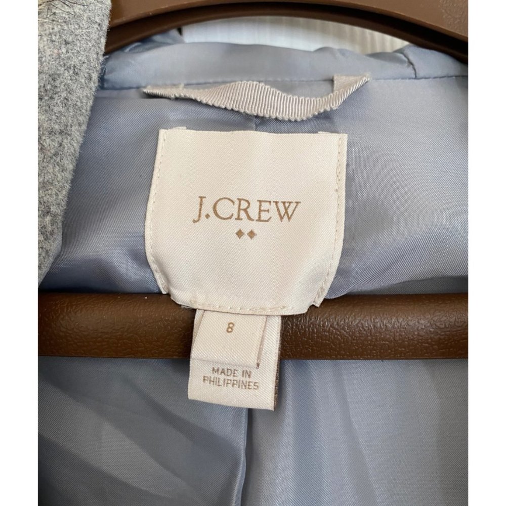 JCrew Wool Blend Faux-Fur Hooded Coat - Slate Gray - Size 8 - Discountinued - Picture 2 of 4